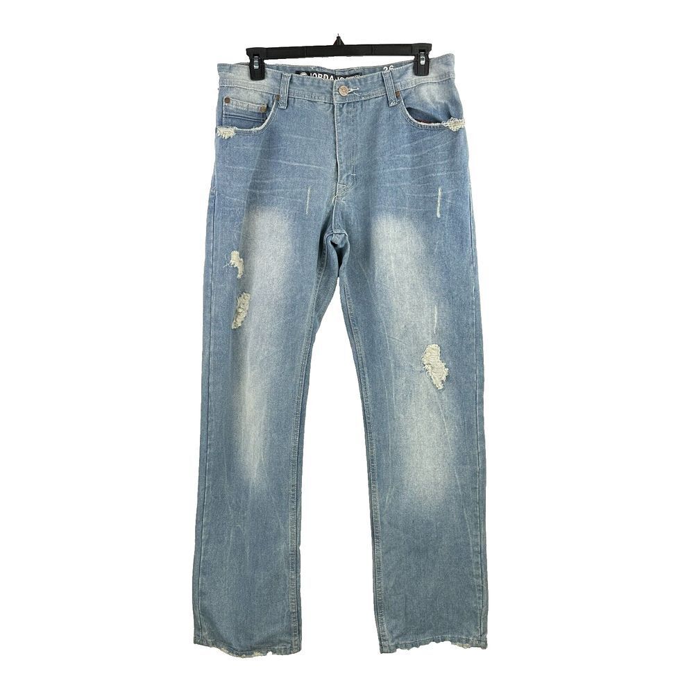 Jordan Craig Jeans Mens 36x34‎ Blue Denim Distressed Straight Leg Casual City